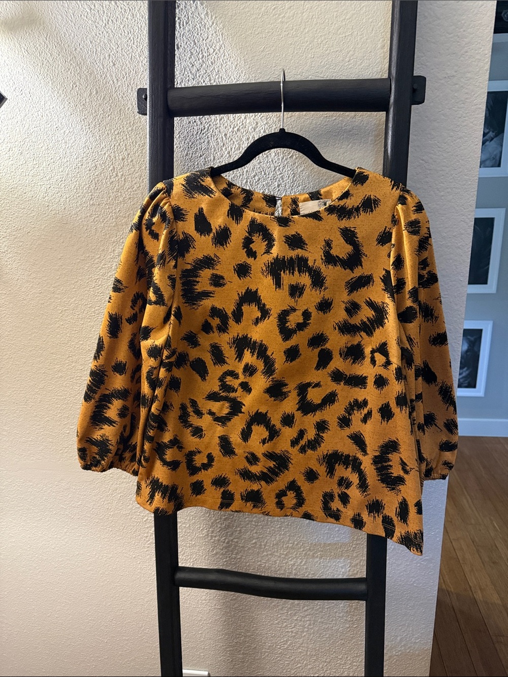 everleigh Mustard and Black Leopard Print Knit Top